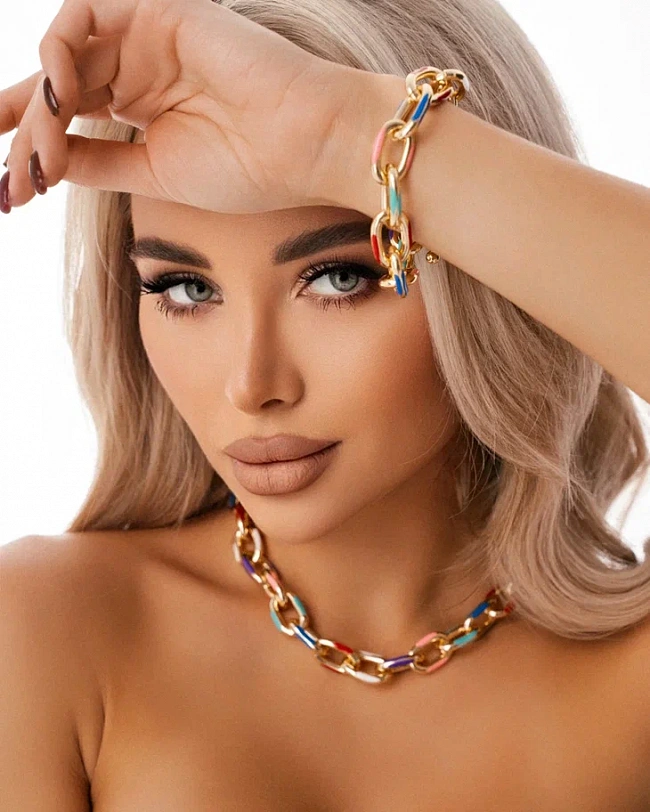 Чокер на шею под золото Grande Stella с цветными вставками